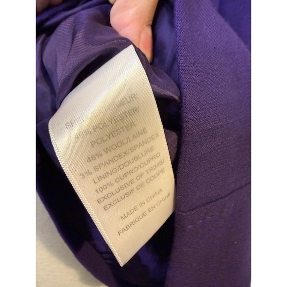 Tory Burch Purple Wool Blend Sleeveless Shift Dress Gold Zip Pockets Size 4 - Picture 6 of 8